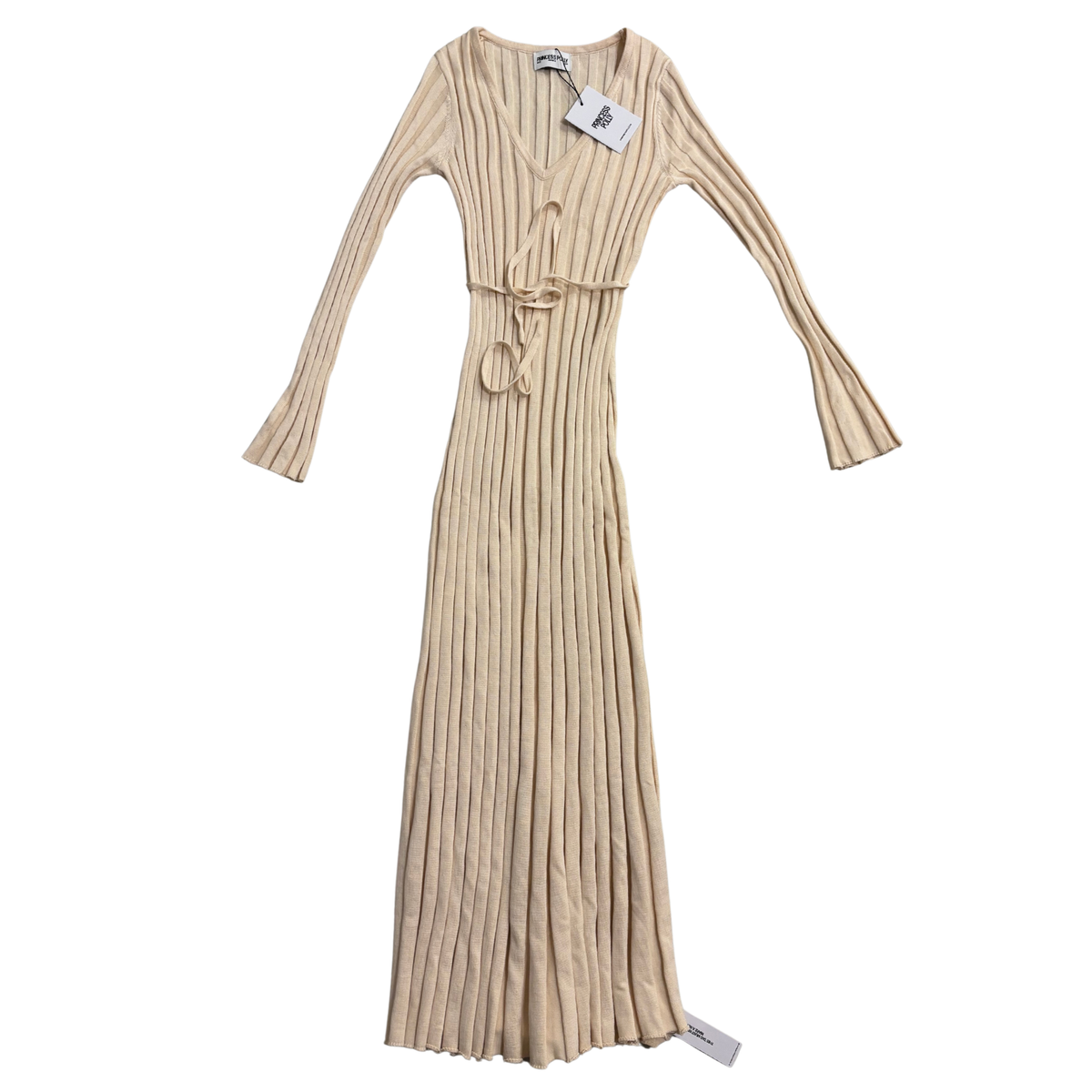 Beige ribbed dress with long sleeves from closet concierge 